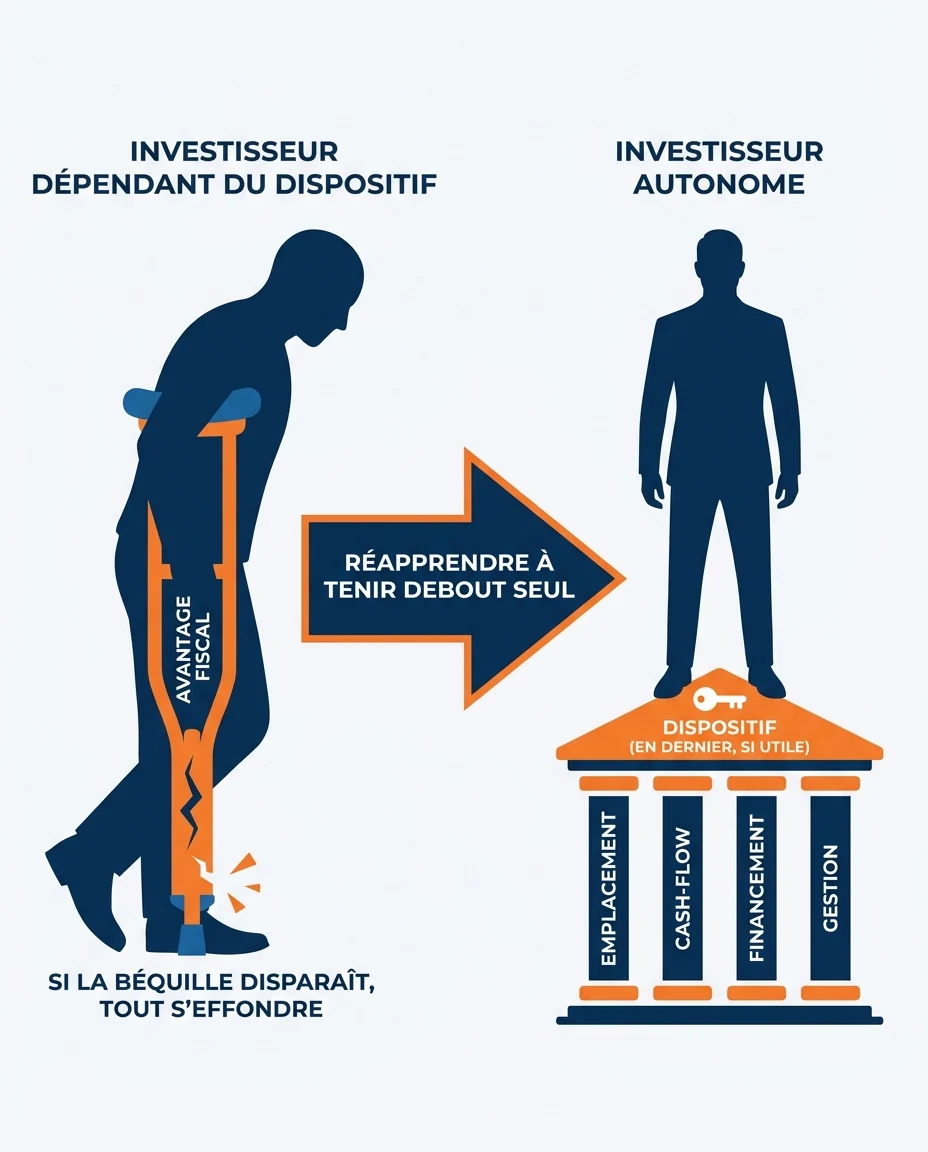 Infographie illustrant : Illustration conceptuelle pédagogique en français, sans aucun chiffre, opposant deux silhouettes stylisées d'investisseu. Article Mouve
